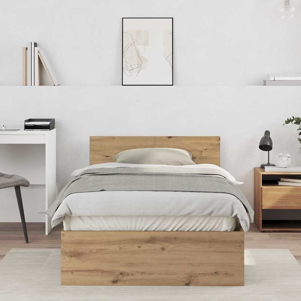Estrutura de cama Carvalho artesanal 193 x 125 x 70 cm