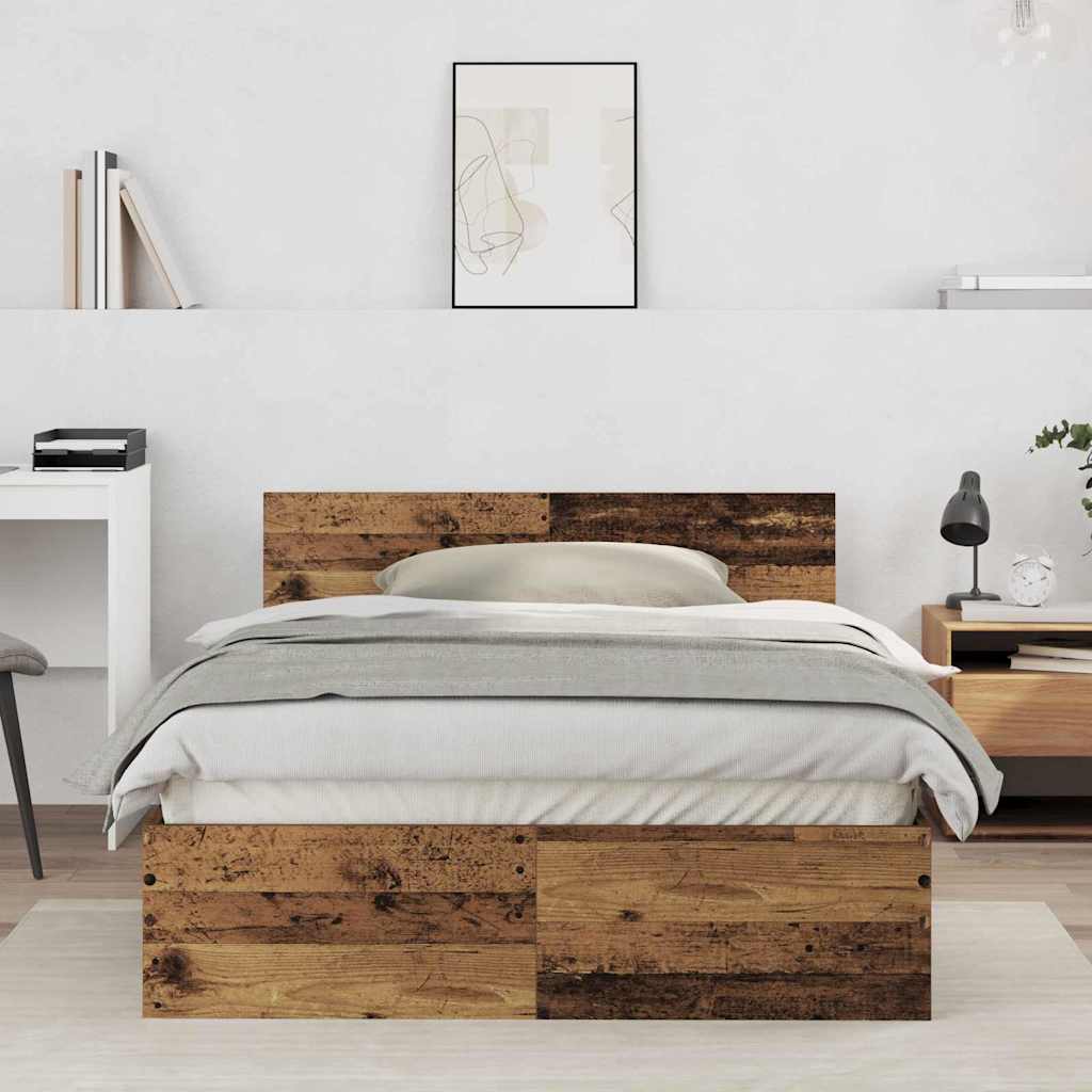 Estructura de cama con cabecera Madera vieja 193 x 125 x 70 cm