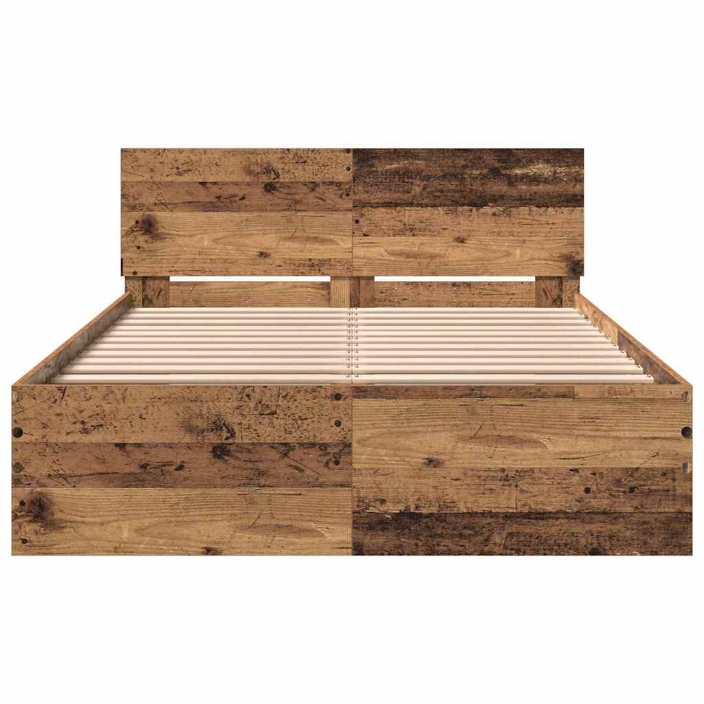 Estructura de cama con cabecera Madera vieja 193 x 125 x 70 cm