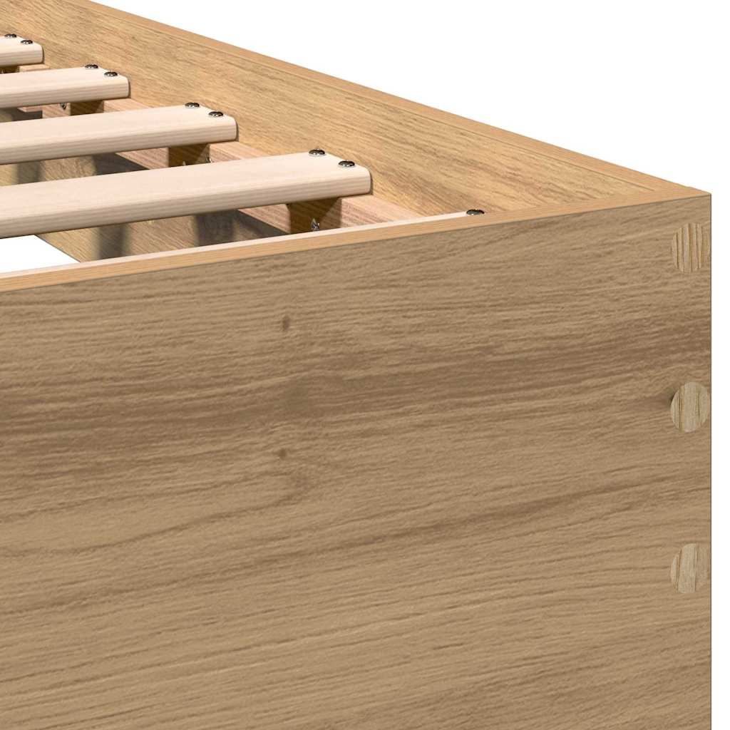 Estructura de cama Roble artesanal 193 x 125 x 70 cm