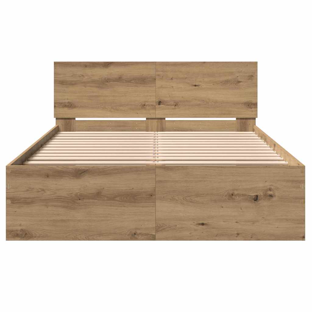Estructura de cama Roble artesanal 193 x 125 x 70 cm