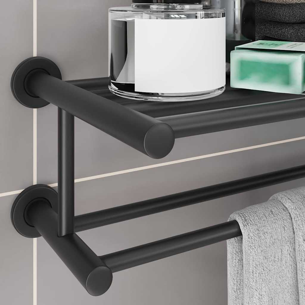 Soporte para toallas Negro 61 x 23 x 17 cm Acero inoxidable