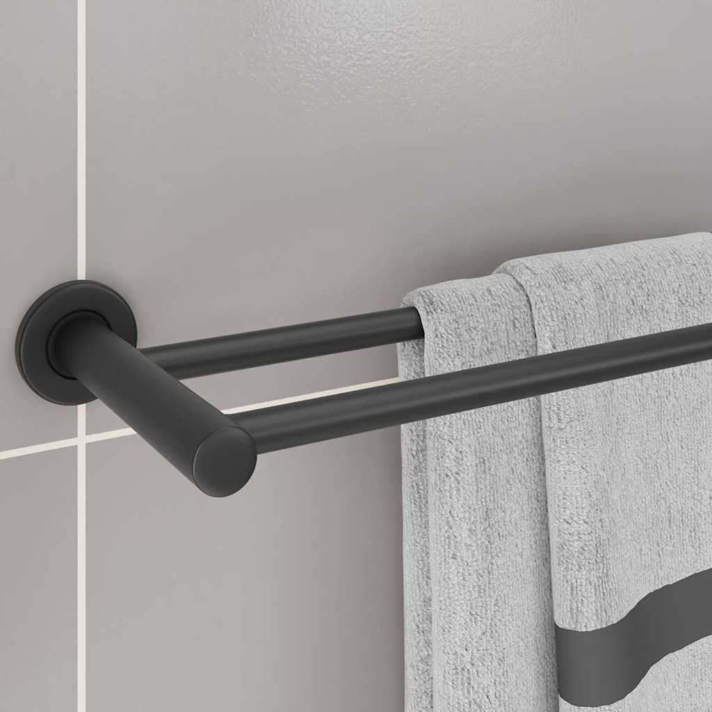 Soporte para toallas Negro 61 x 14,5 x 5 cm Acero inoxidable