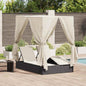 Cama de Sol Dupla Ajustável Cinzenta 205 x 129 x 200 cm vime sintético