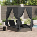 Tumbona doble Ajustable Gris 205 x 129 x 200 cm ratán sintético