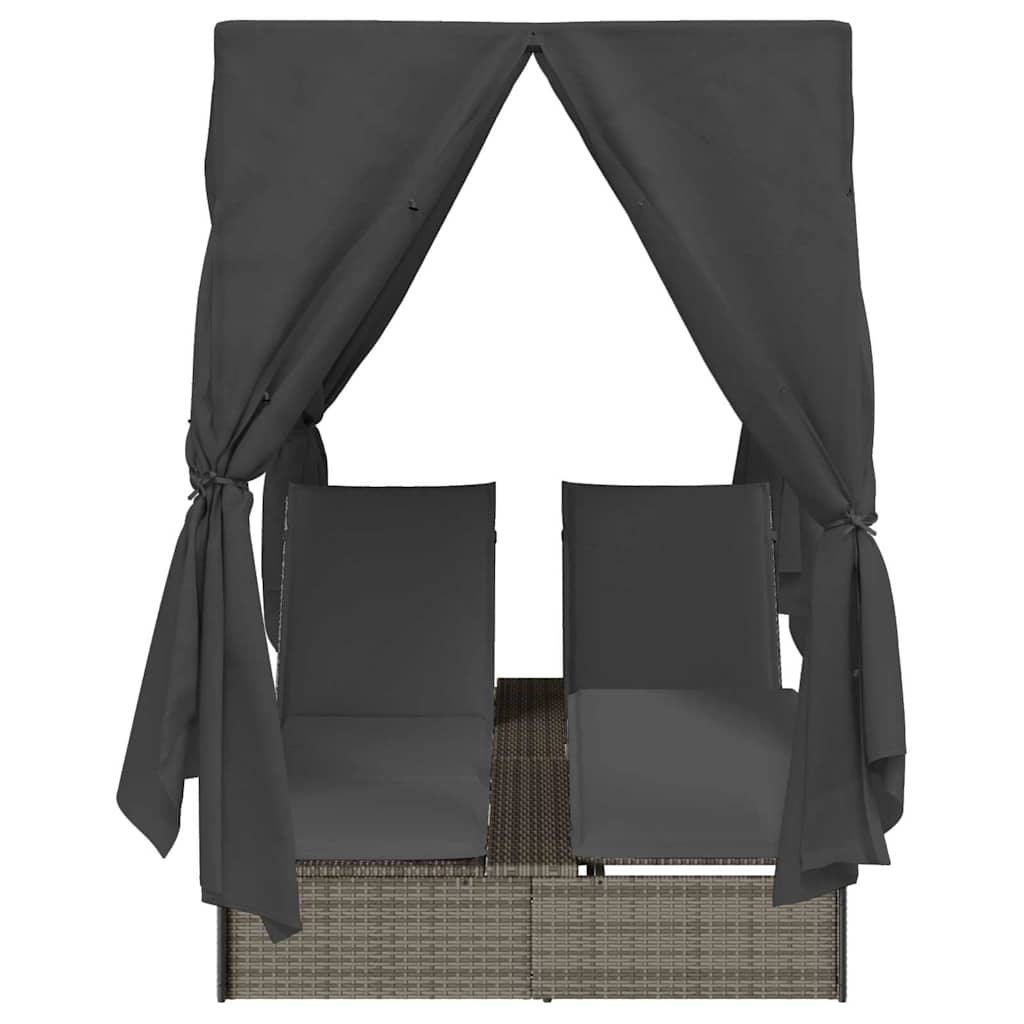 Tumbona doble Ajustable Gris 205 x 129 x 200 cm ratán sintético