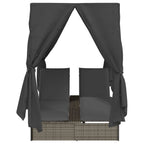 Tumbona doble Ajustable Gris 205 x 129 x 200 cm ratán sintético