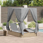 Cama de Sol Dupla Ajustável Cinzenta 205 x 129 x 200 cm vime sintético