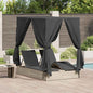 Cama de Sol Dupla Ajustável Cinzenta 205 x 129 x 200 cm vime sintético