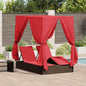 Cama de Sol Dupla Ajustável Cinzenta 205 x 129 x 200 cm vime sintético