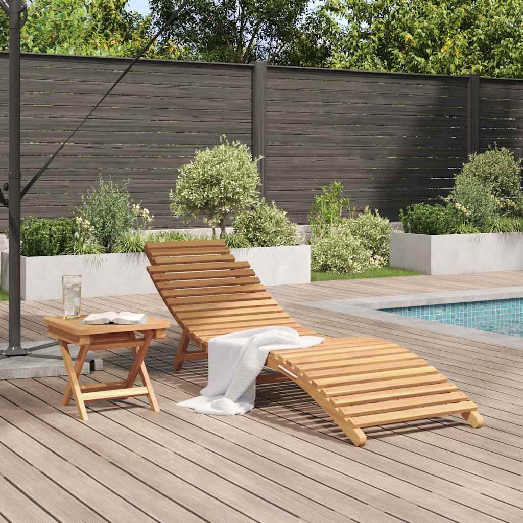 Tumbona 2 pcs Marrón 198 x 55 x 58,5 cm Madera de teca maciza