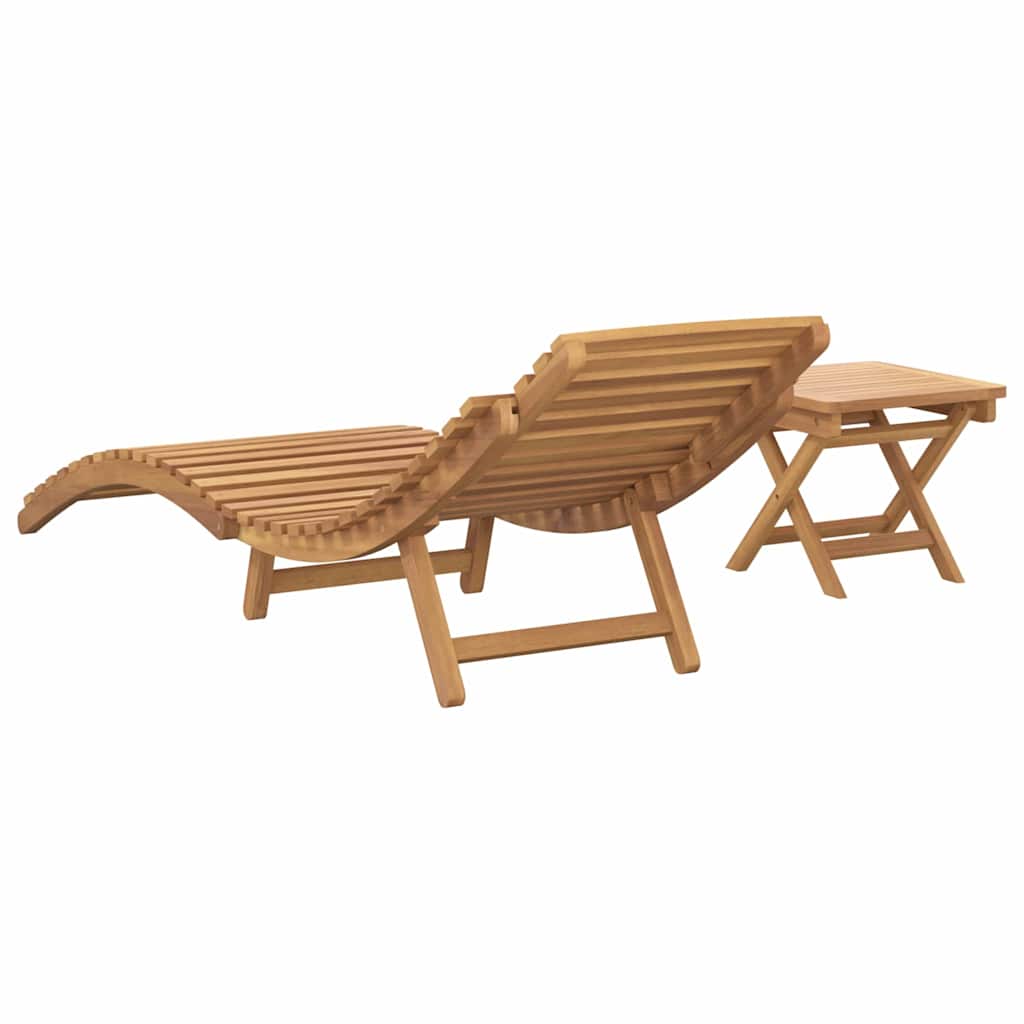 Tumbona 2 pcs Marrón 198 x 55 x 58,5 cm Madera de teca maciza