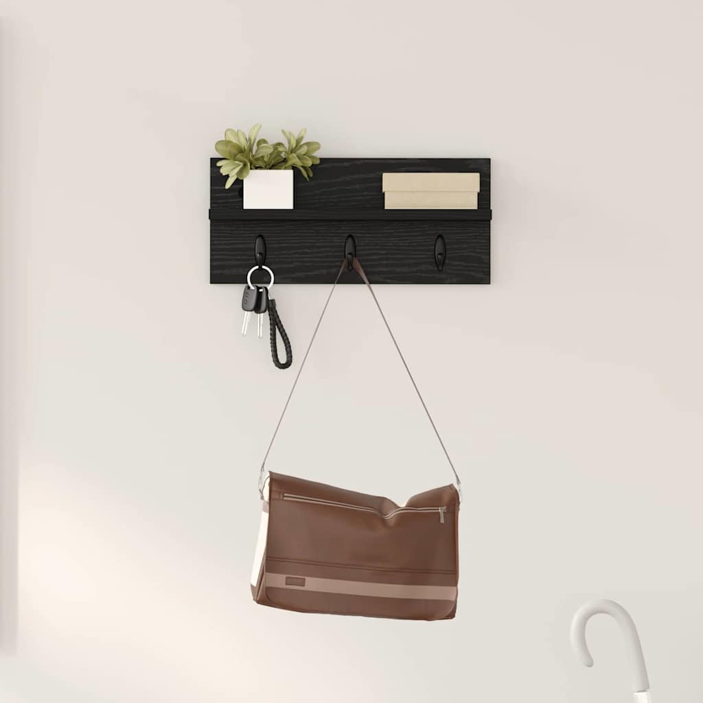 Wall coat rack Black Oak 40 x 10.5 x 18 cm