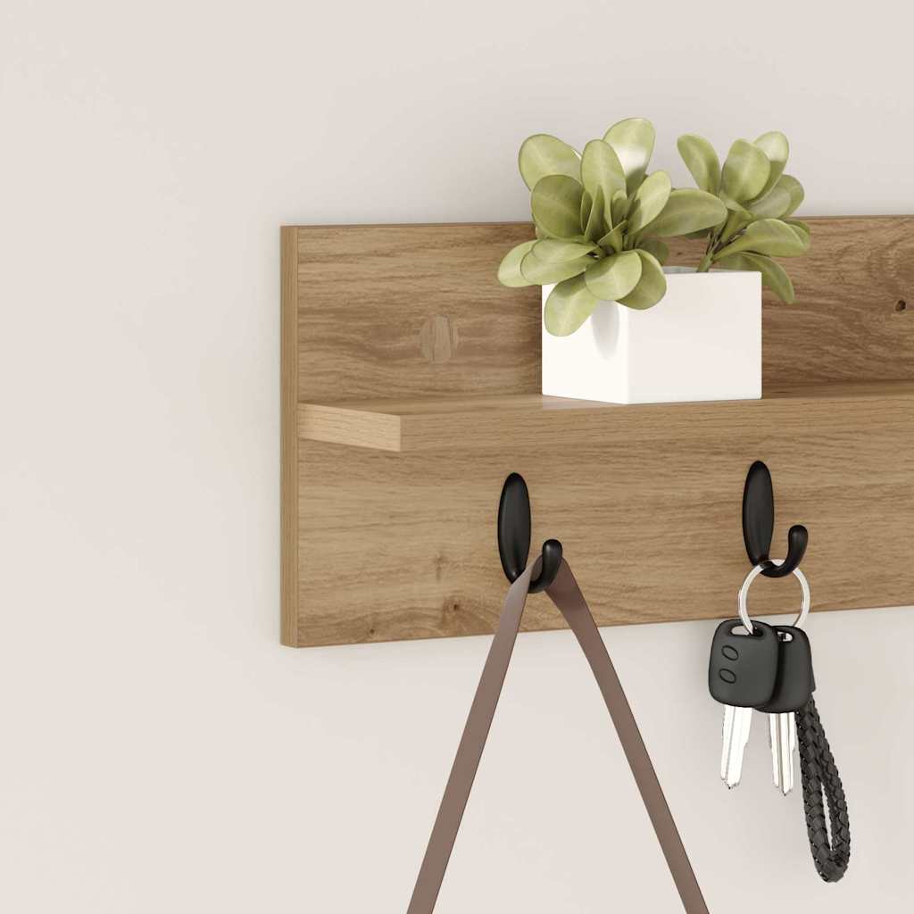 Perchero de pared Roble artesanal 60 x 10,5 x 18 cm