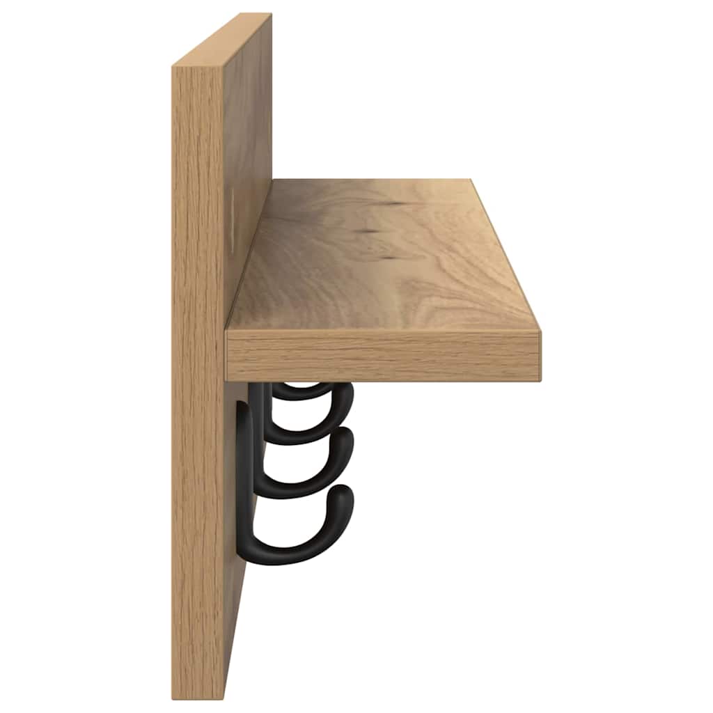 Perchero de pared Roble artesanal 60 x 10,5 x 18 cm