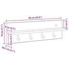 Perchero de pared Roble artesanal 60 x 10,5 x 18 cm