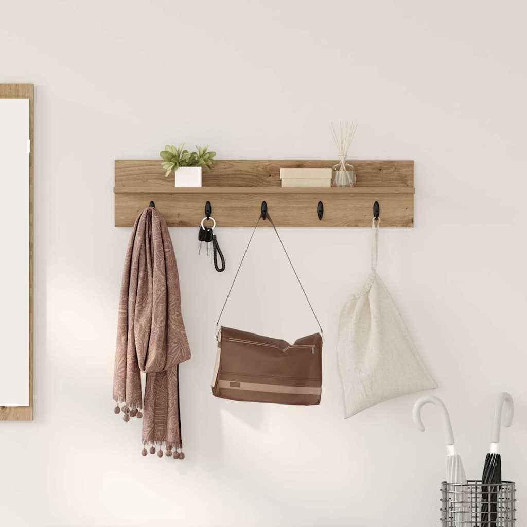 Handmade Oak Wall Coat Rack 60 x 10.5 x 18 cm