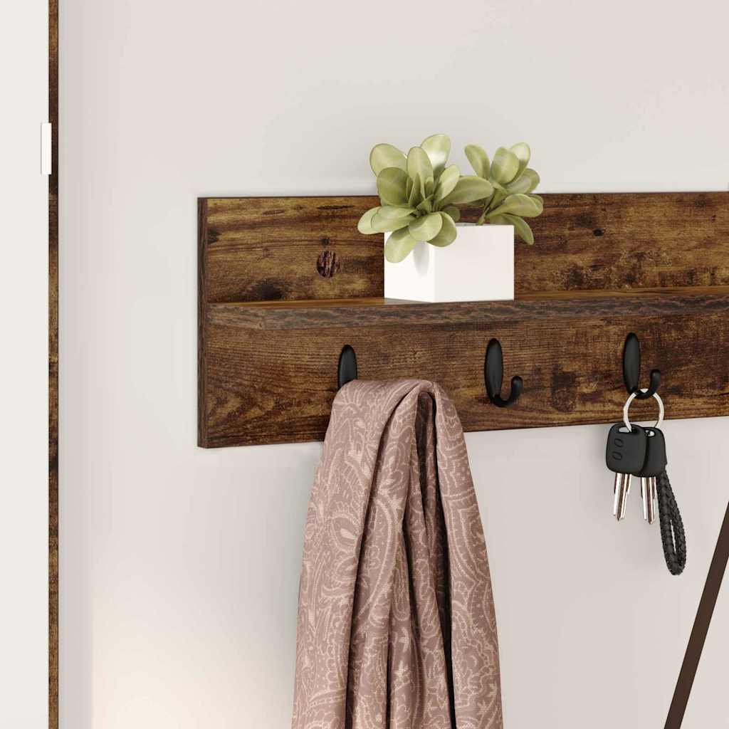 Perchero de pared Roble ahumado 100 x 10,5 x 18 cm