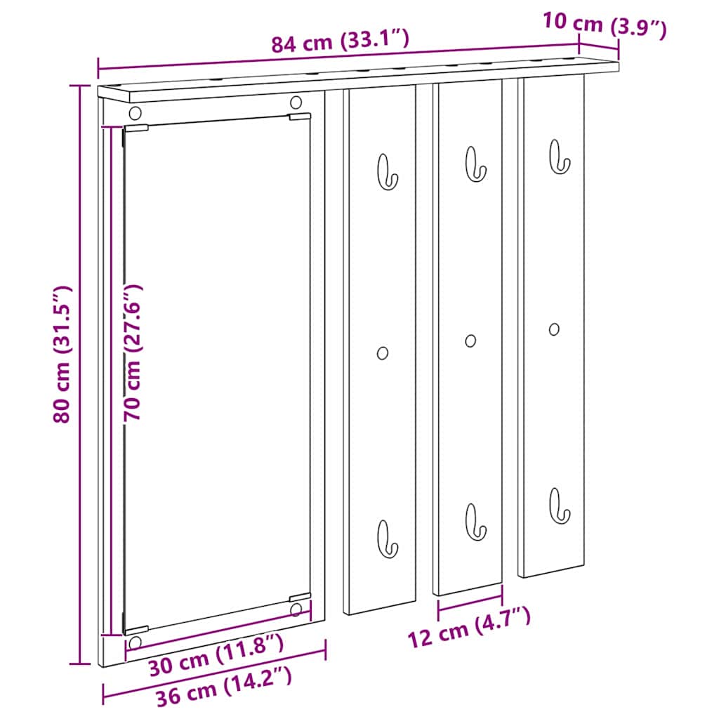 Perchero de pared Blanco 84 x 10 x 80 cm Madera contrachapada