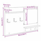 Perchero de pared 90 x 10 x 50 cm Madera de ingeniería