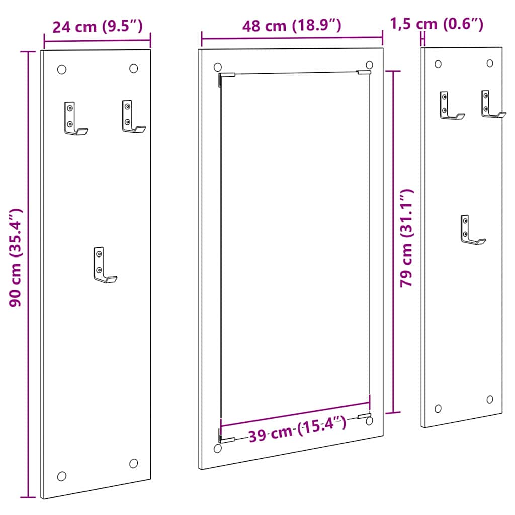Perchero de pared 96 x 1,5 x 90 cm Madera de ingeniería