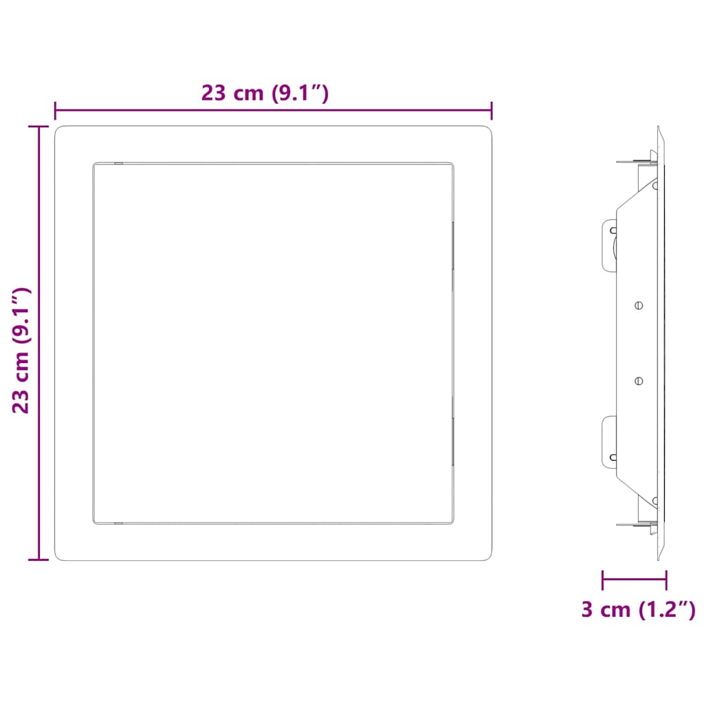 Panel de acceso 2 pcs 23 x 23 x 3 cm Acero