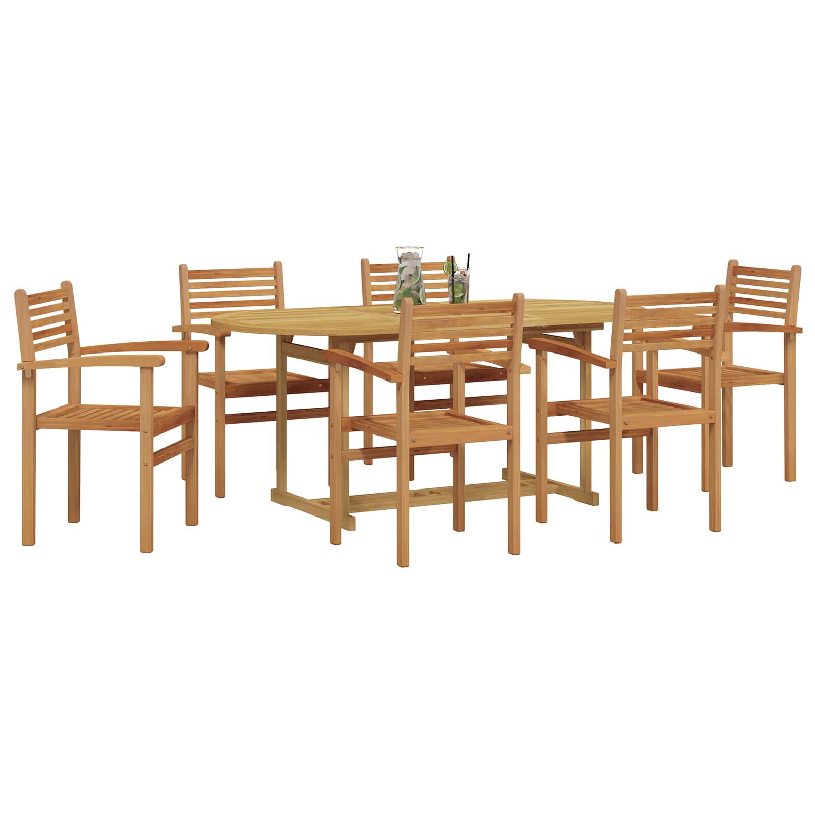 Conjunto de Comedor de Jardín 7 pcs Marrón