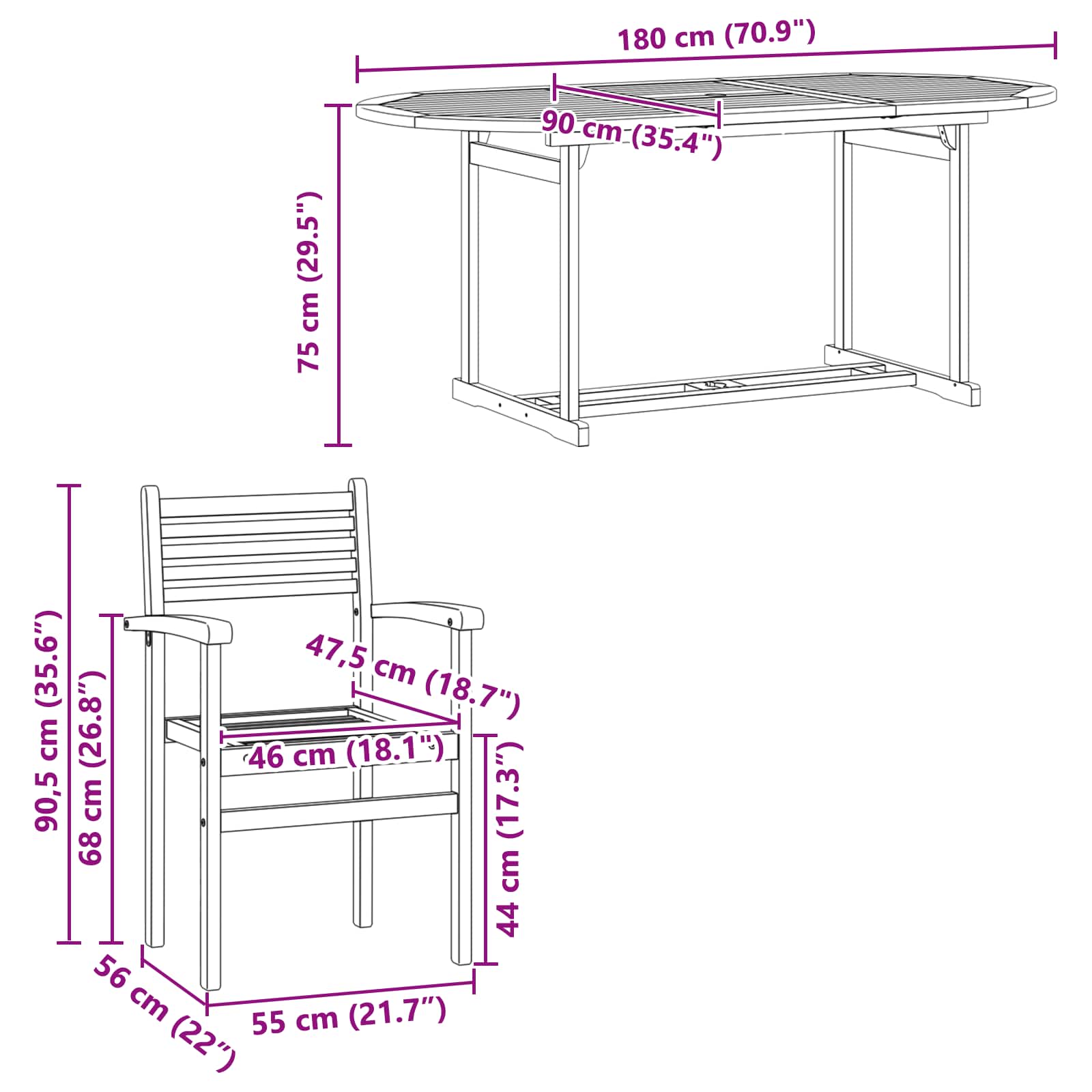 Conjunto de Comedor de Jardín 7 pcs Marrón