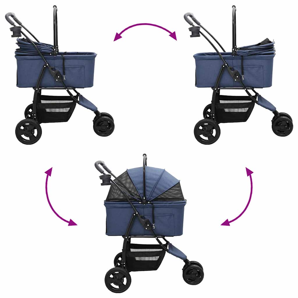 Carrito Plegable para Mascotas Azul 78 x 54 x 101 cm Poliéster
