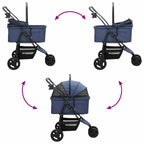 Carrito Plegable para Mascotas Azul 78 x 54 x 101 cm Poliéster