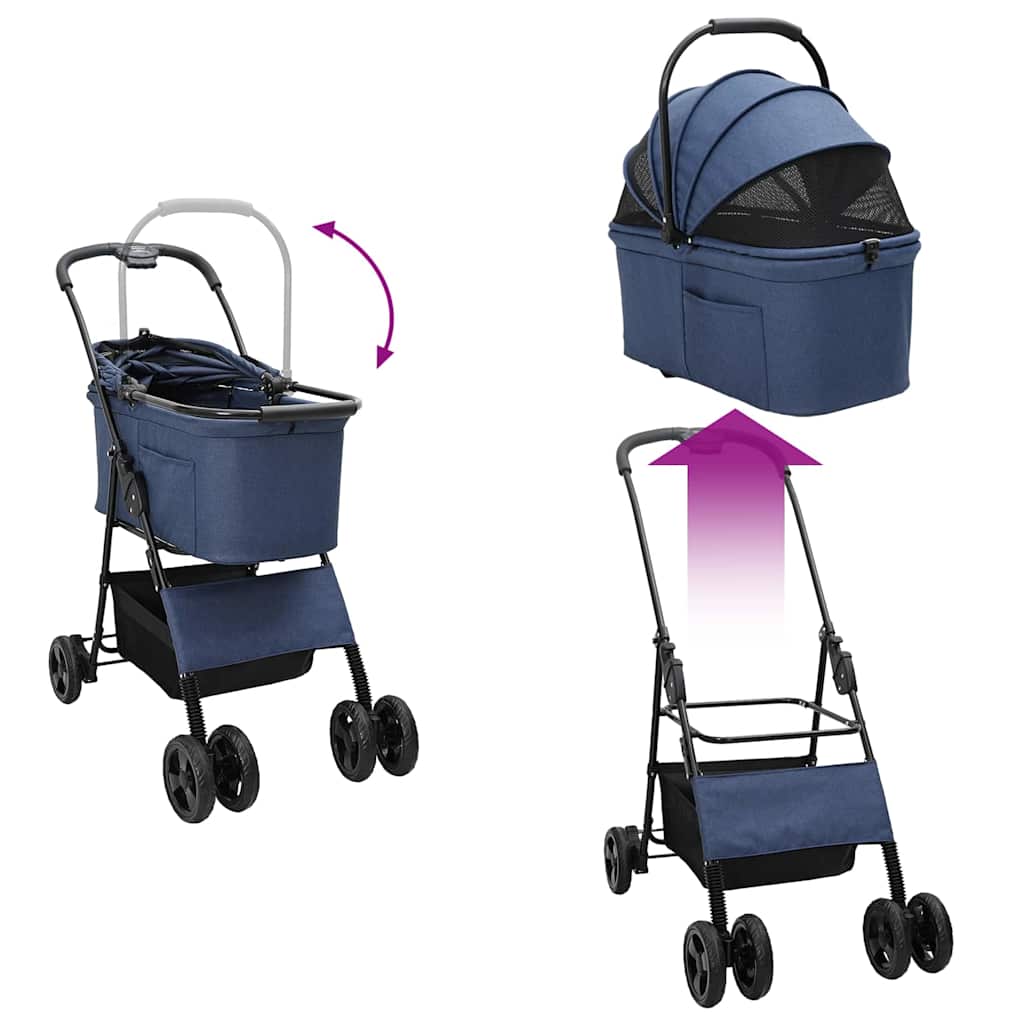 Carrito Plegable para Mascotas Azul 78 x 54 x 101 cm Poliéster