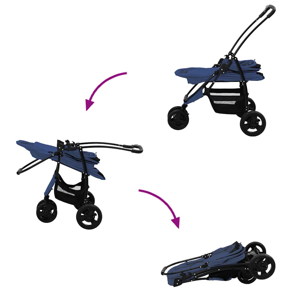 Carrito Plegable para Mascotas Azul 78 x 54 x 101 cm Poliéster