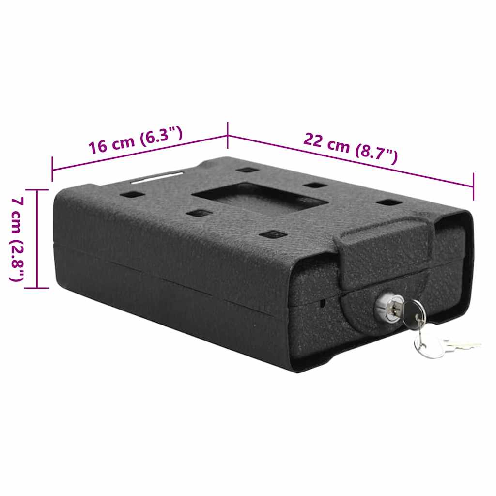 Caja Fuerte para Auto con cerradura Negro 22 x 16 x 7 cm Acero