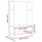 Perchero para ropa Gris 100 x 44 x 160 cm Madera de ingeniería