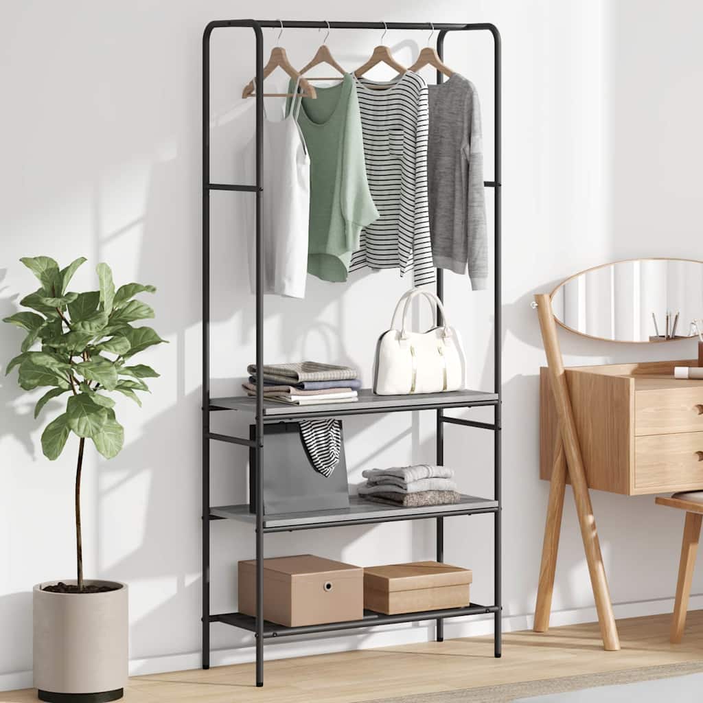 Garment Rack with Sonoma Grey Shelf 77 x 30 x 171 cm
