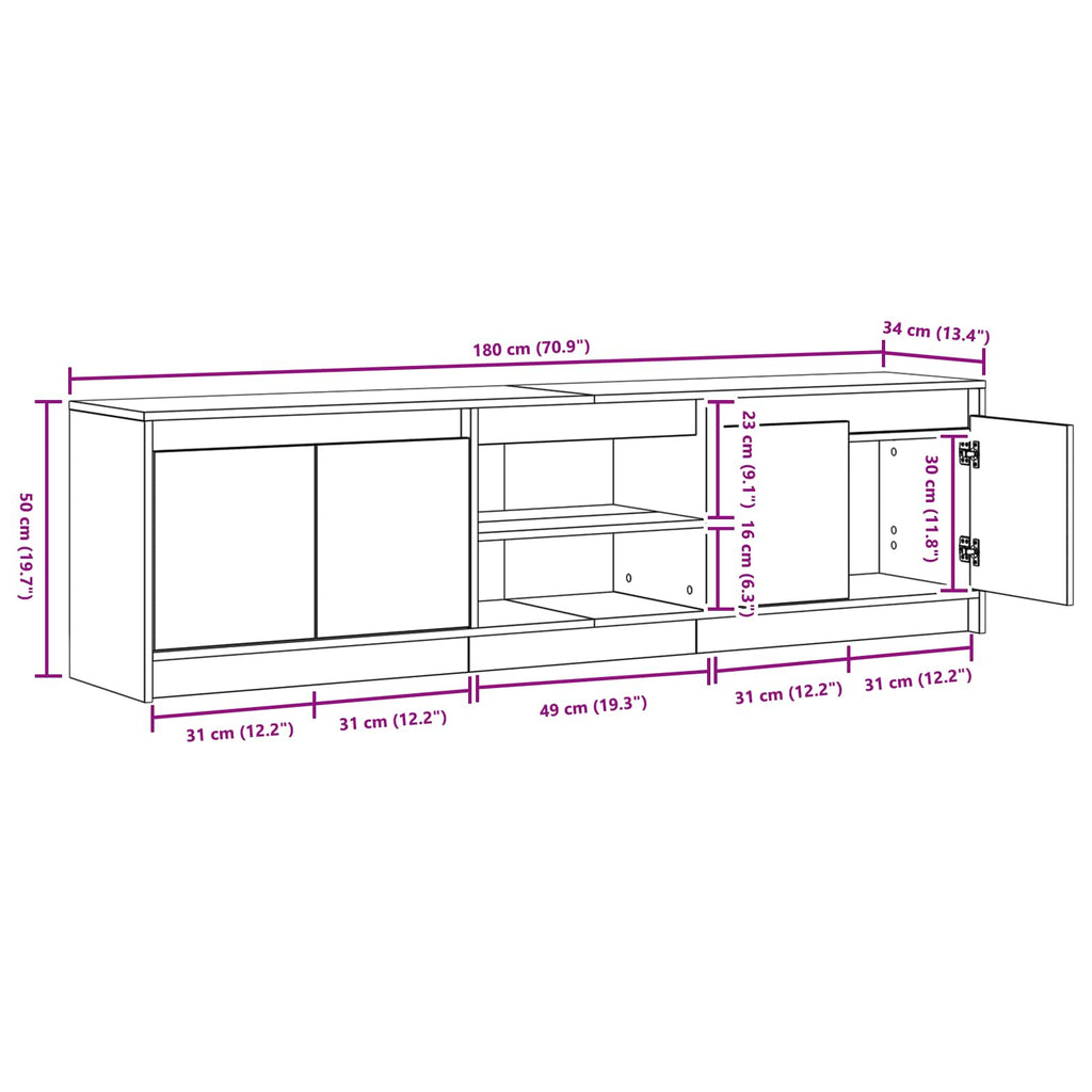 Unidades de TV 2 pcs Marrón 180 x 34 x 50 cm