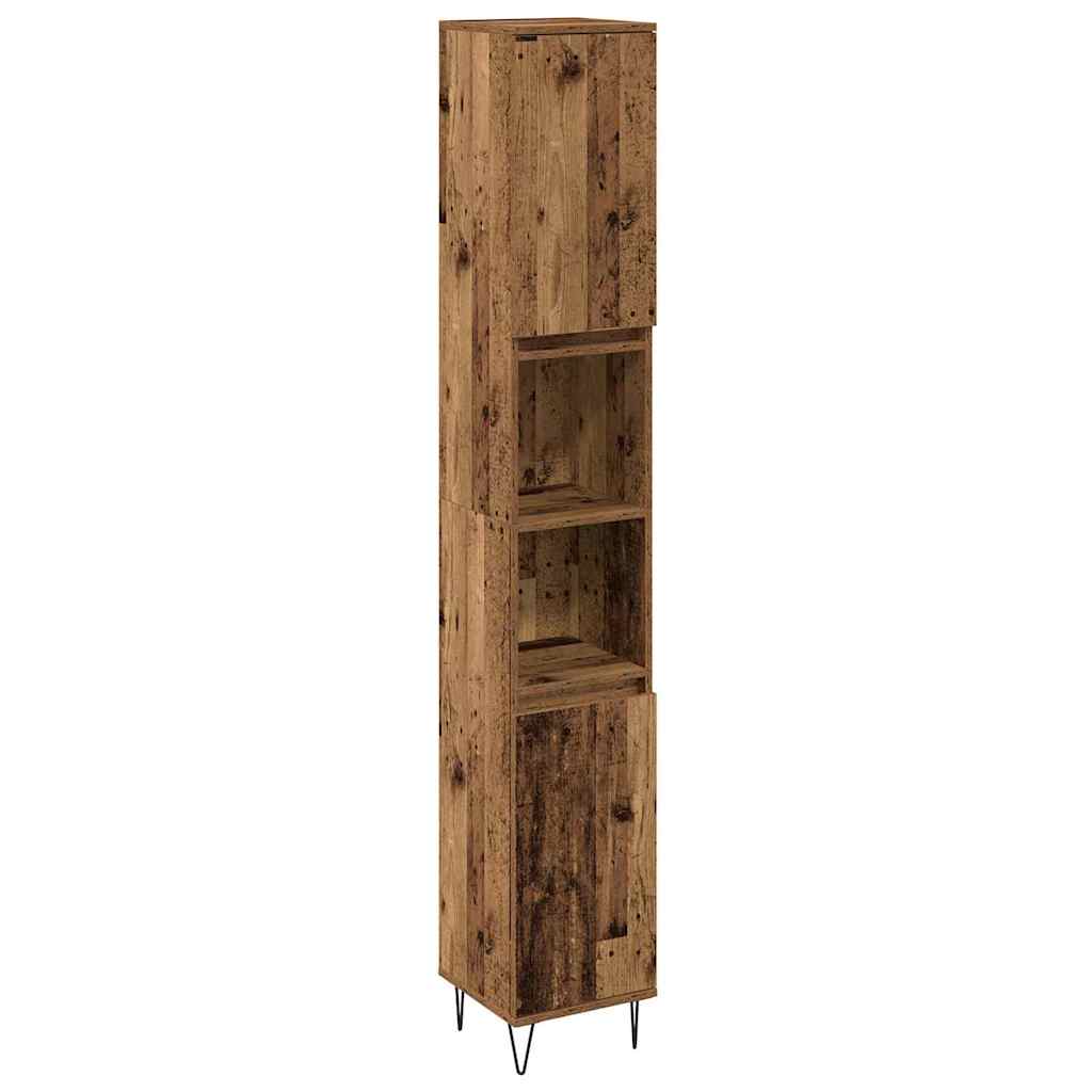 Juego de muebles de baño con estante 3 pcs Madera Vieja