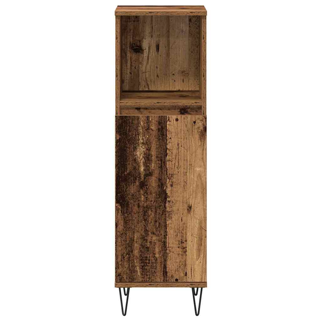 Juego de muebles de baño con estante 3 pcs Madera Vieja