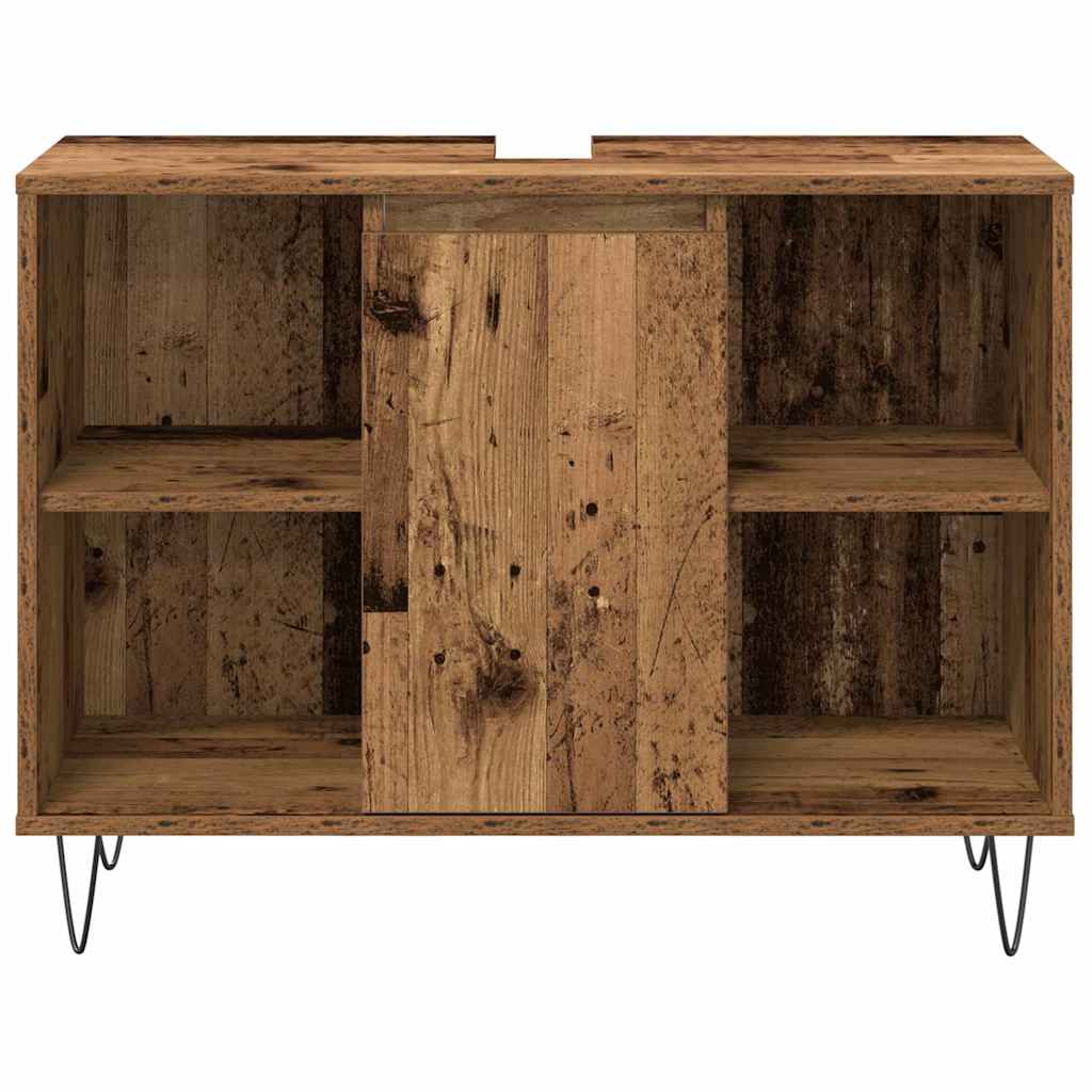 Juego de muebles de baño con estante 3 pcs Madera Vieja