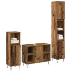 Juego de muebles de baño con estante 3 pcs Madera Vieja