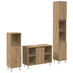 Juego de muebles de baño con estante 3 pcs Roble artesanal
