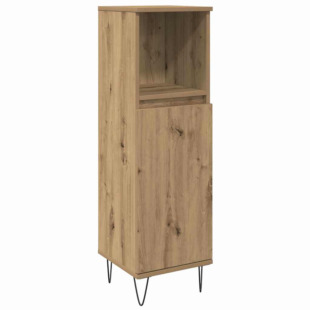 Juego de muebles de baño con estante 3 pcs Roble artesanal