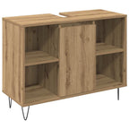 Juego de muebles de baño con estante 3 pcs Roble artesanal