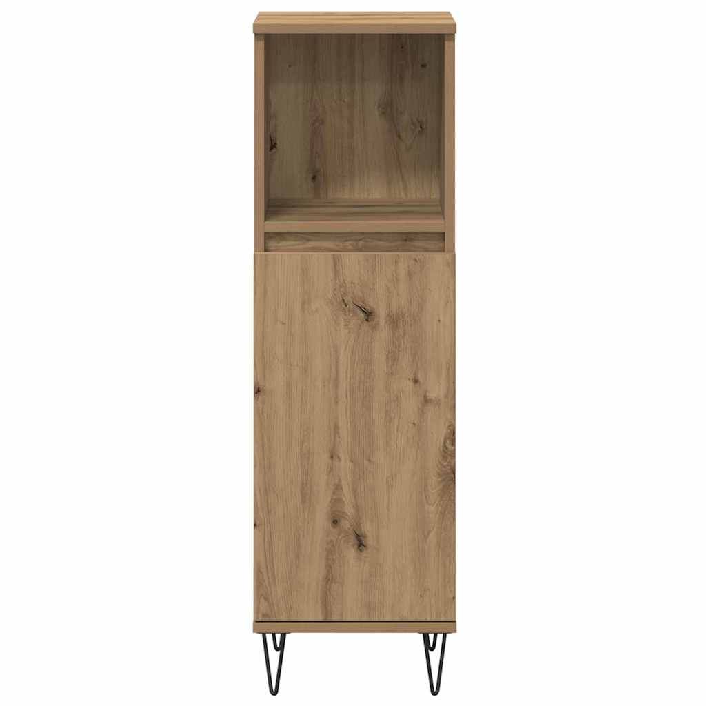 Juego de muebles de baño con estante 3 pcs Roble artesanal