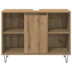 Juego de muebles de baño con estante 3 pcs Roble artesanal