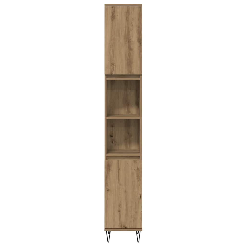 Juego de muebles de baño con estante 3 pcs Roble artesanal