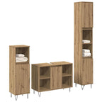 Juego de muebles de baño con estante 3 pcs Roble artesanal