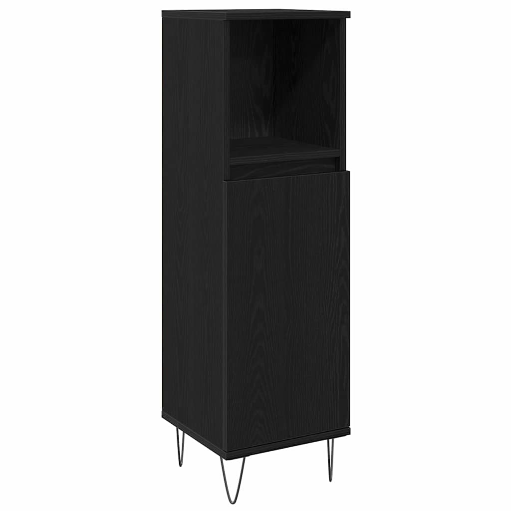 Juego de muebles de baño 3 pcs Roble Negro Madera contrachapada