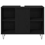 Juego de muebles de baño 3 pcs Roble Negro Madera contrachapada