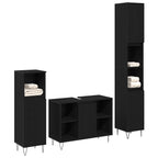 Juego de muebles de baño 3 pcs Roble Negro Madera contrachapada
